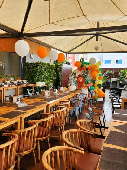 A view of the restaurant venue, showing how my decorations can be integrated into a cafe or restaurant space.