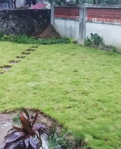 A finished backyard garden project. I provide a wide range of services, from lawn care and garden design to tree landscaping and retaining walls.