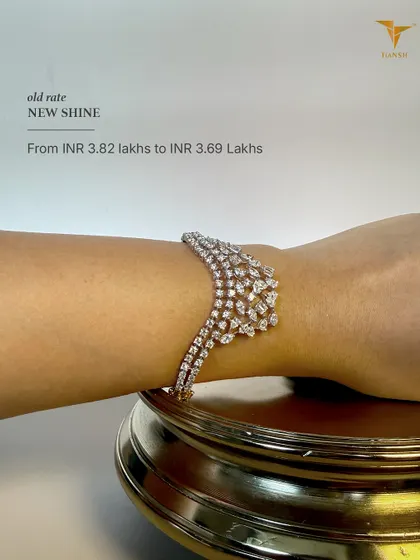 The same beautiful diamond bracelet, now worn on the wrist to show how it drapes and sparkles. Discover the rare luxury of finding a timeless piece at a special price.