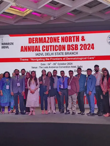 The team on stage at the DERMAZONE NORTH & Annual CUTICON DSB 2024. Our involvement in such prestigious events highlights our commitment to advancing the field of dermatological care.