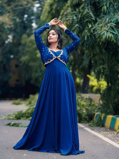 A full-length version of the same shot, capturing the entire gown.