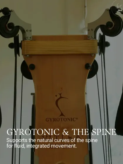 The Gyrotonic® system is engineered to support the natural curves of the spine. This allows for fluid, integrated movement that builds strength without creating stiffness or compression.
