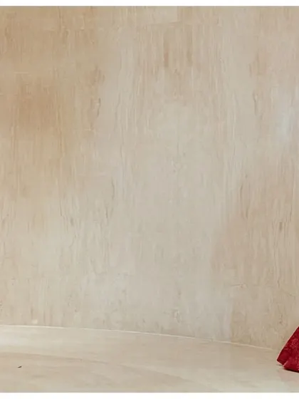 A wide shot showing the space between Katyayni and Kunal just before they meet for their first look. This composition builds tension and anticipation for the moment they come together.
