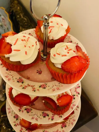 My Strawberry Blast cupcakes are filled with a sweet compote center. They are the best treat to enjoy during strawberry season.