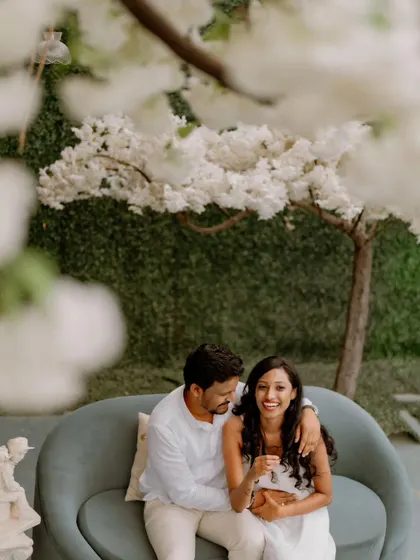 A moment of pure, genuine laughter during a styled pre-wedding shoot. Capturing these candid interactions is at the heart of what I do.