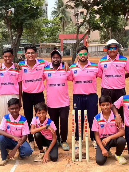 The Supreme Panthers team, looking sharp in their pink jerseys. We have multiple teams to ensure everyone gets a chance to play.
