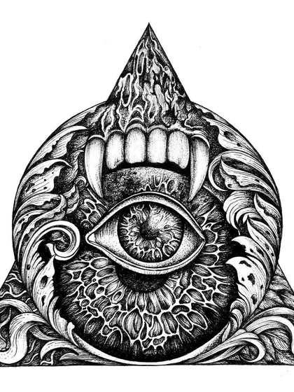 The final vampire eye design, scanned and cleaned.