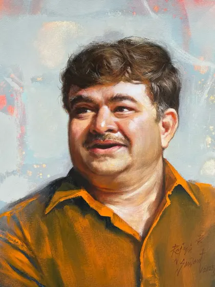 This acrylic portrait of the famous film and theater actor Prashant Damle was created to celebrate his contributions to the arts.