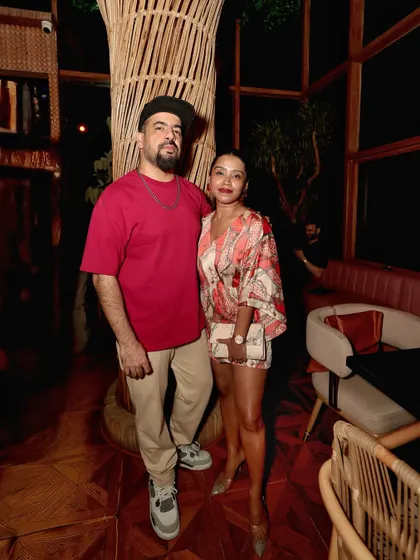 Posing with a guest at Megumi, Mumbai. It's always great to connect with the people who come out to my events.