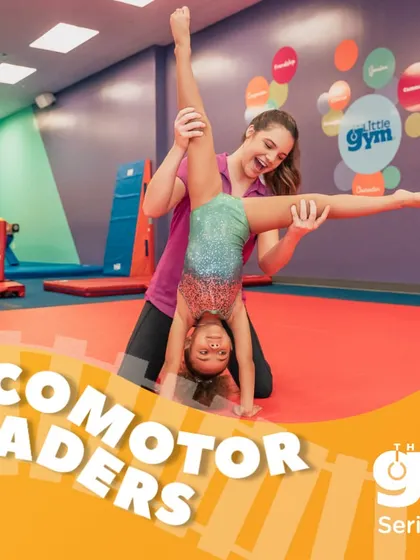 Our 'Locomotor Leaders' are elevating their athleticism. This young gymnast shows great form and control in a handstand, a skill that requires a strong core and excellent balance.