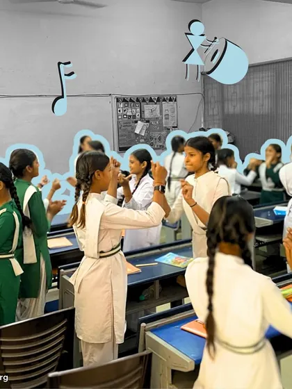 Pure joy in motion. These young girls are fully engaged in a musical game, dancing and laughing together. Our workshops prove that learning can be fun, active, and incredibly effective when children feel free to express themselves.