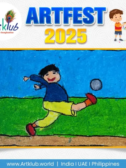 A dynamic kick captured in this energetic soccer drawing from our junior division.