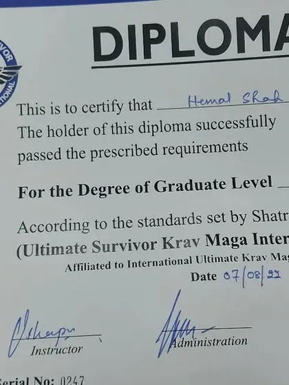 My own Graduate Level W-1 diploma in Krav Maga from 2022. I believe in being a lifelong student myself.
