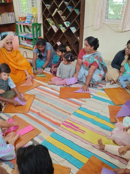 Another view of the hands on help provided during our craft sessions.