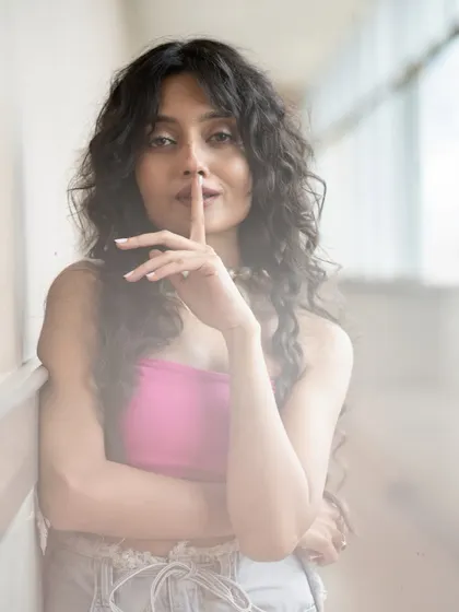 A playful "shhh" pose. I never take myself too seriously, even during a professional photoshoot.