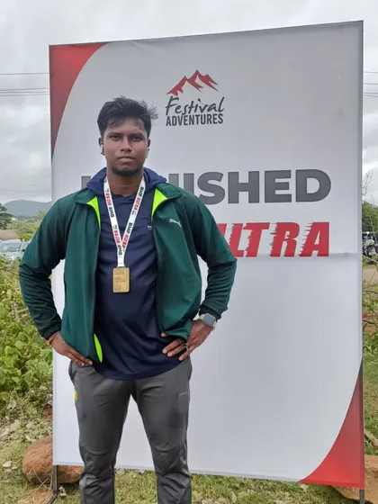 My finisher medal from the BMF Ultra Marathon near Nandi Hills. A tough but rewarding 15km trail run.