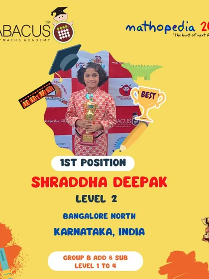 Shraddha Deepak from Bangalore North, holding her trophy for 1st Position.