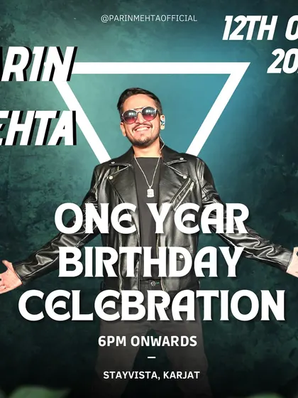 A poster for a 1st birthday party in Karjat. I bring a fun and family-friendly energy to celebrations for the little ones too.