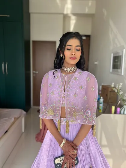 A serene shot of this client, her makeup looking soft and beautiful.