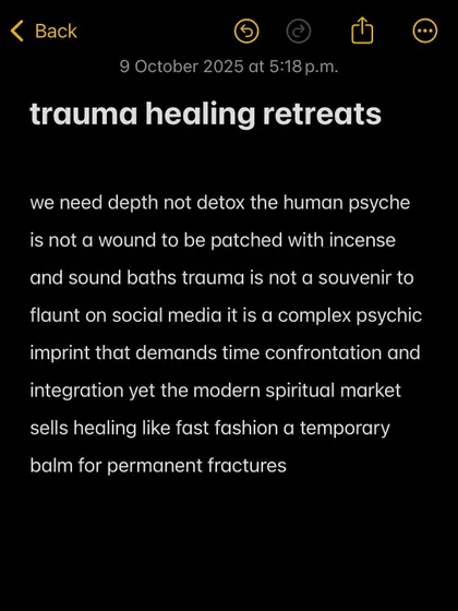 The modern spiritual market sells healing like fast fashion: a temporary balm for permanent fractures. We need depth, not a quick detox.