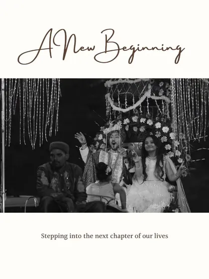 A new beginning captured in a candid, joyful moment. This black and white photo shows the bride and groom during a fun ceremony, full of laughter and celebration as they step into their new life.