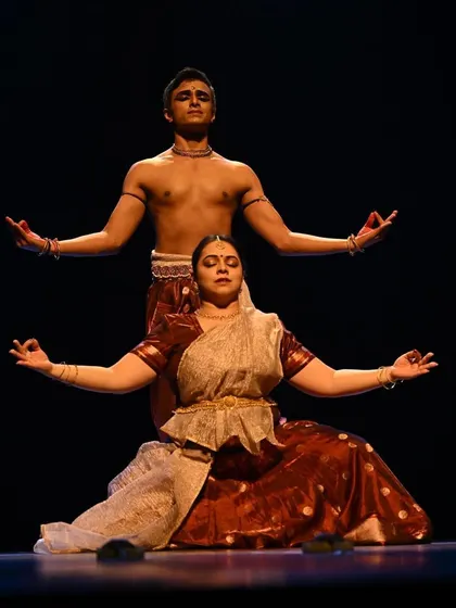 A pose of perfect balance and symmetry from 'Raag Raagini'. This showcases the harmony we create by blending two classical Indian dance styles.
