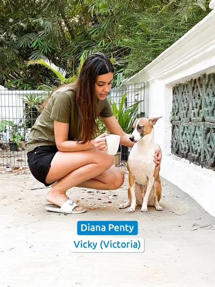 Diana Penty with her adopted dog, Vicky. These celebrities are helping to change the perception of street dogs, one adoption at a time.
