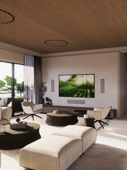 A minimalist design concept for an upcoming project in Parel, Mumbai. This 3D render helps us explore the arrangement of furniture, the flow of natural light, and the overall ambiance of the living space.