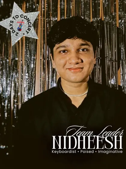 Nidheesh is a poised and imaginative keyboardist and Team Leader. He builds his musical ideas with a quiet stillness that allows for deep emotional expression.