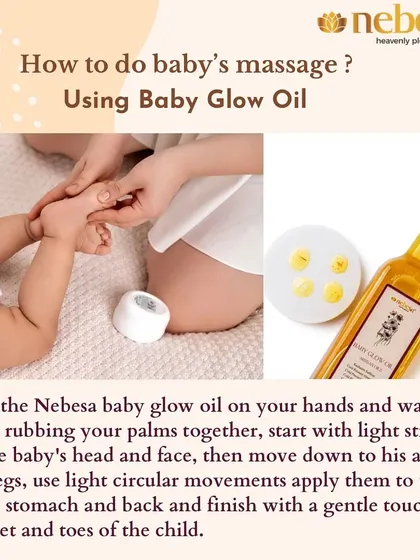 A simple guide on how to perform a loving baby massage using my Glow Oil. Just warm a little oil in your palms and use gentle, circular strokes. This daily ritual helps with relaxation, improves sleep, and strengthens your bond.