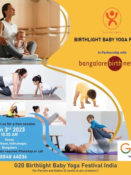 An updated announcement for our free G20 Baby Yoga event. We encourage parents to join and bond with other families and their pre-crawling babies in a supportive and uplifting environment.