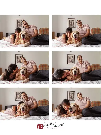 A fun photo booth-style collage showing the laughter and joy of a family session. Photoshoots should be fun, and I love capturing these candid, happy moments.