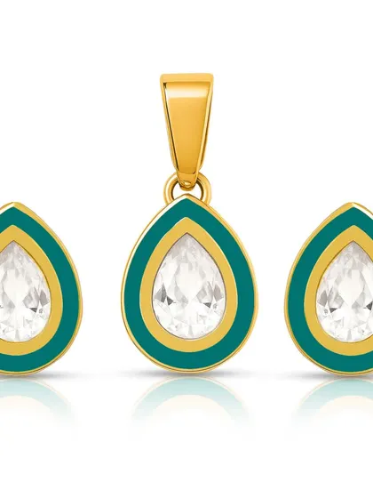 The complete pendant and earring set, shot together on white to be used as a main image for the product combo.