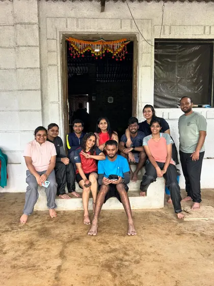 A relaxed moment with the group at our homestay in Maharashtra.