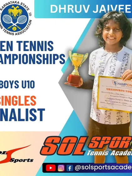 Back-to-back trophies for Dhruv Jaiveer, here as a finalist in the Boys U10 Open. Consistency is a key trait we develop in our young competitors.
