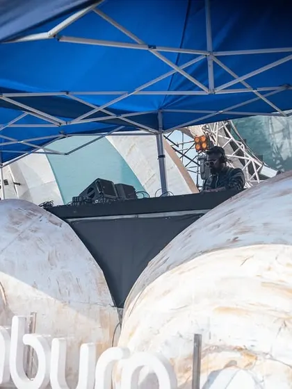 A closer look at the DJ console on the Sunburn main stage. This is my command center, where I weave together tracks to build energy and create a seamless flow.