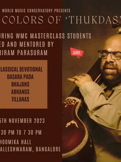 Another version of the poster for our 'Colors of Thukdas' concert, highlighting the classical devotional genres that were featured.