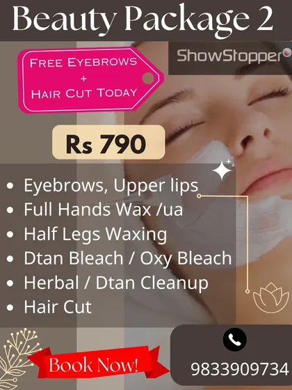 This beauty package is a step up, including essentials like waxing and threading, plus a Dtan or Oxy bleach and a refreshing herbal or Dtan cleanup for your face.