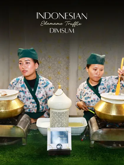 My Indonesian Truffle Edamame Dimsum is a gourmet offering, prepared at a live station by my skilled chefs. The hint of truffle oil adds a touch of luxury to this Asian classic.