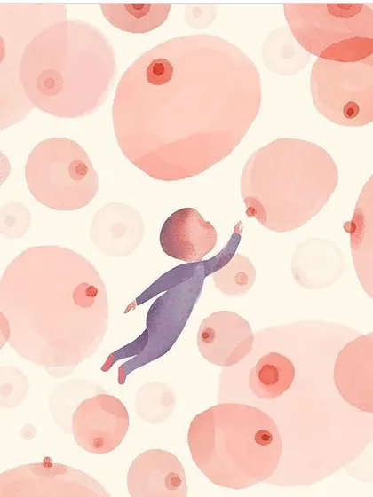 After a long day of what feels like constant nursing, have you ever wondered what your baby dreams of? This beautiful artwork captures the sweet, all-encompassing world of a breastfed baby. It's a reminder of the deep bond you are building with every feed.