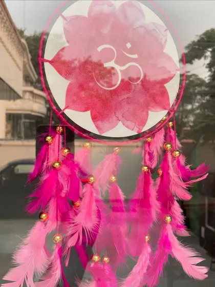 Will I catch the dreams, or will the dreams catch me? This beautiful Om dreamcatcher is a reminder to stay open to the messages and visions that come to us, both waking and sleeping.
