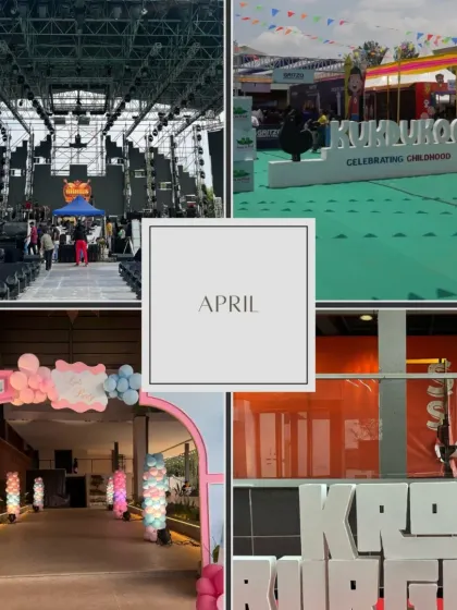 A collage of our work in April, from massive concert stages to the vibrant 'Kukdukoo' children's festival and store launches.