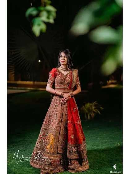 A full-length shot of Sharvari's breathtakingly detailed reception lehenga.