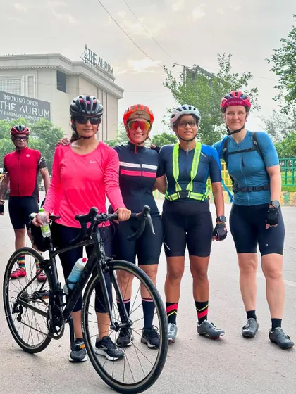 Our amazing female riders posing together during a break.