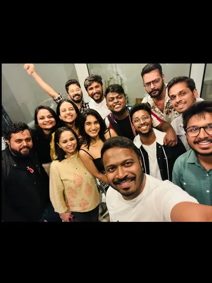A happy selfie with the whole crew after performing for KRG Connects. It's always fun to meet and hang out with other people from the film industry.