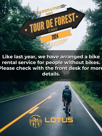 Information about the bike rental service available for the Tour de Forest, making the event accessible to all.