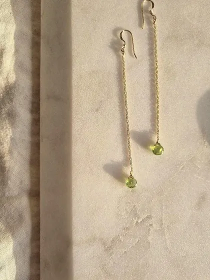 My Peridot heart drop earrings are perfect for reducing stress and opening the heart to joy.