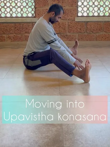 This is the starting point for moving into Upavistha Konasana (Wide-Angled Seated Forward Bend). We begin by finding a stable seat and lengthening the spine before folding forward.