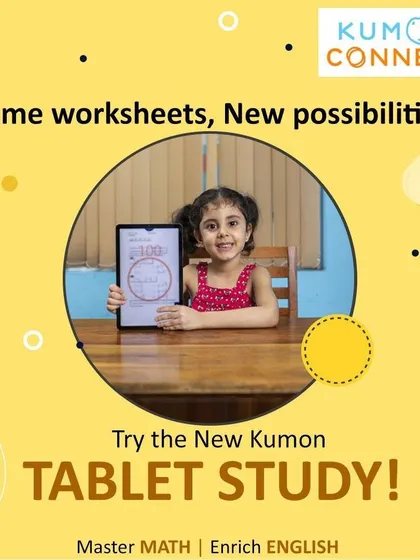 The same effective worksheets, now with new possibilities. This image shows a happy young student with her tablet, ready to tackle her daily assignments with our tablet study program.