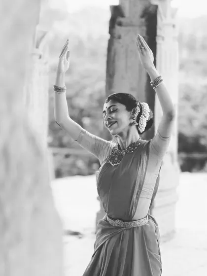 The bliss of dancing for the gods in Hampi. This photo captures a moment of connection between dance, devotion, and a sacred space. I often draw inspiration from history and nature to create site-specific or thematically rich choreography.